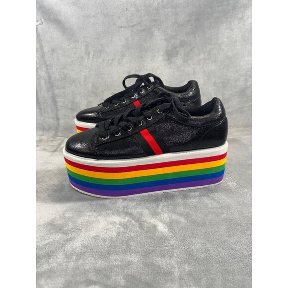 Cape Robbin womens 9M rainbow platform wedge Sneakers - Picture 10 of 12